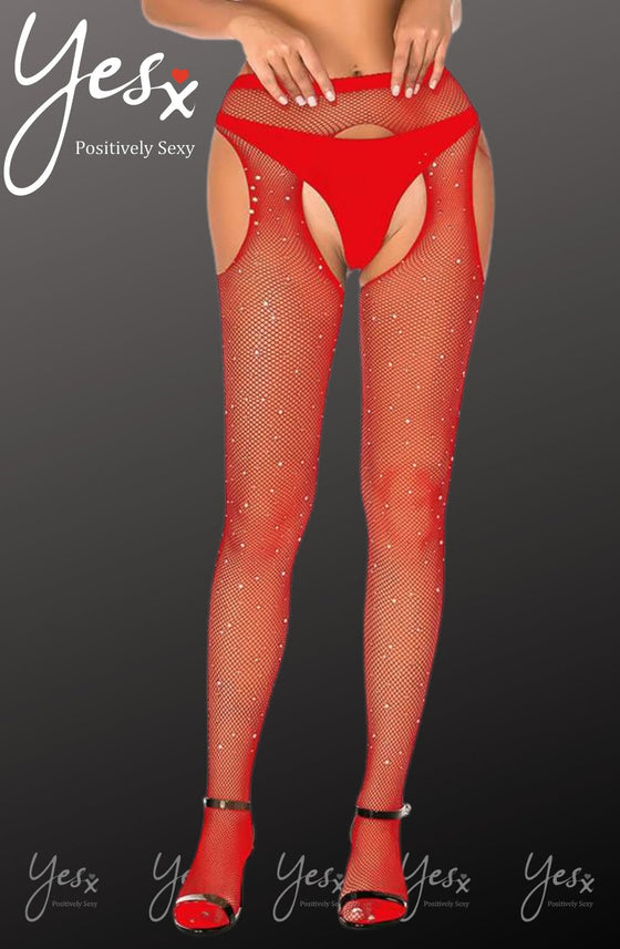 YesX YX852 Sparkly Fishnet Red | sparkf, Tights | YesX