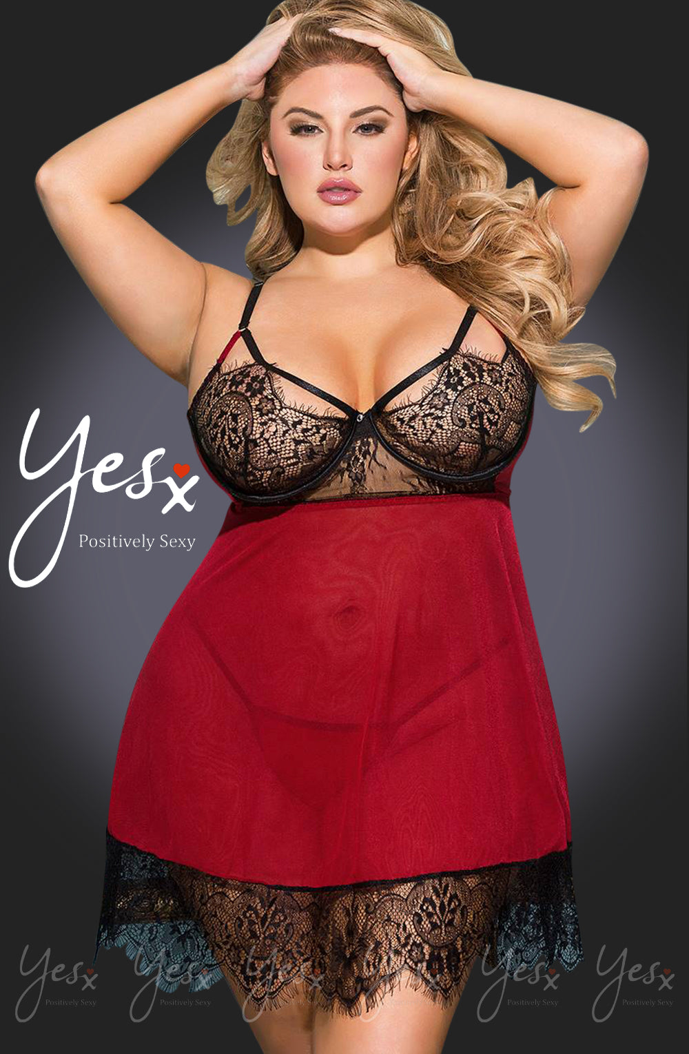 YesX YX958Q Black/Red Babydoll Set | Babydolls, PLUSL, spring23, yesxplus | YesX