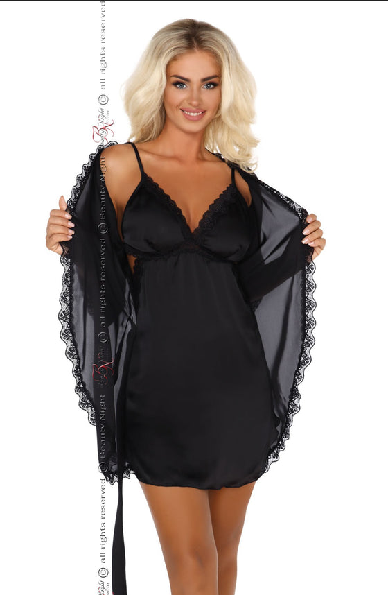 Beauty Night BN6487 Shannon Dressing Gown Black | Nightwear | Beauty Night
