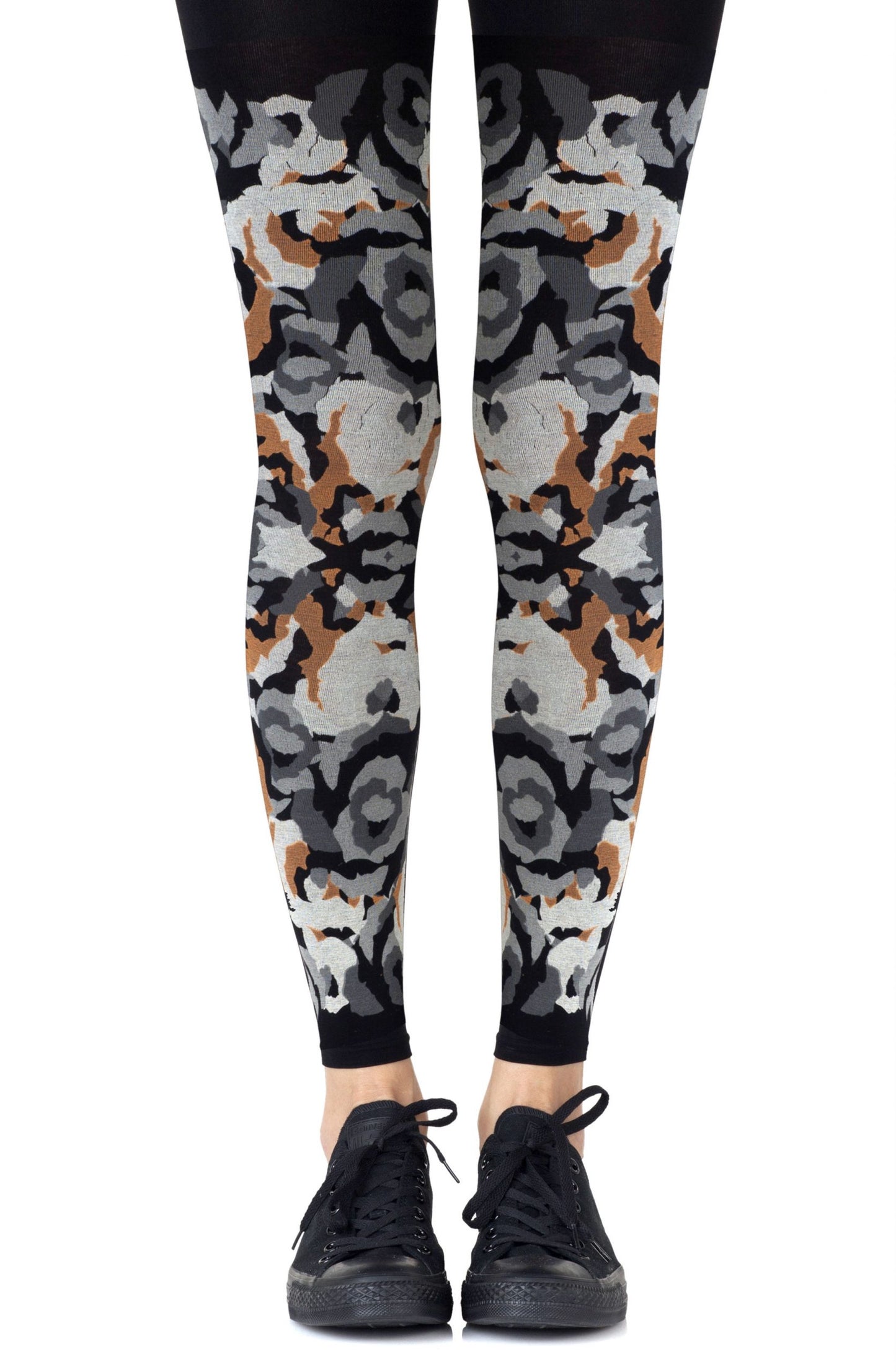 Zohara "Earth Goddess" Grey Orange Footless Tights | 100d, footless, Tights | Zohara