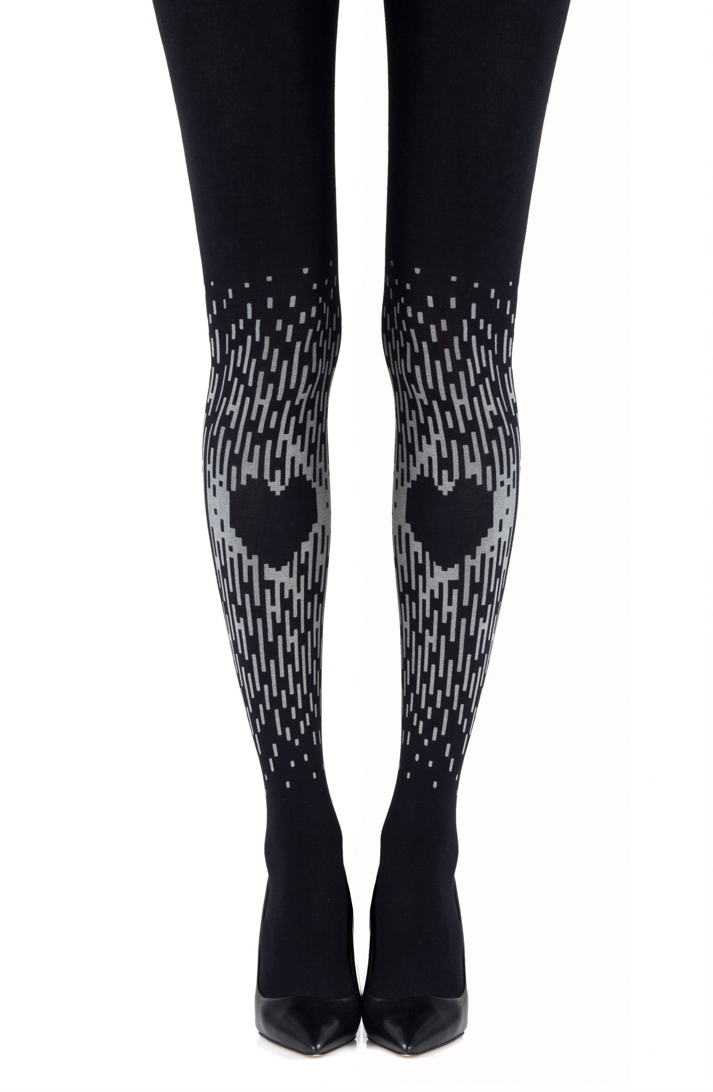 Zohara "Spread The Love" Grey Print Tights | 100d, Tights | Zohara