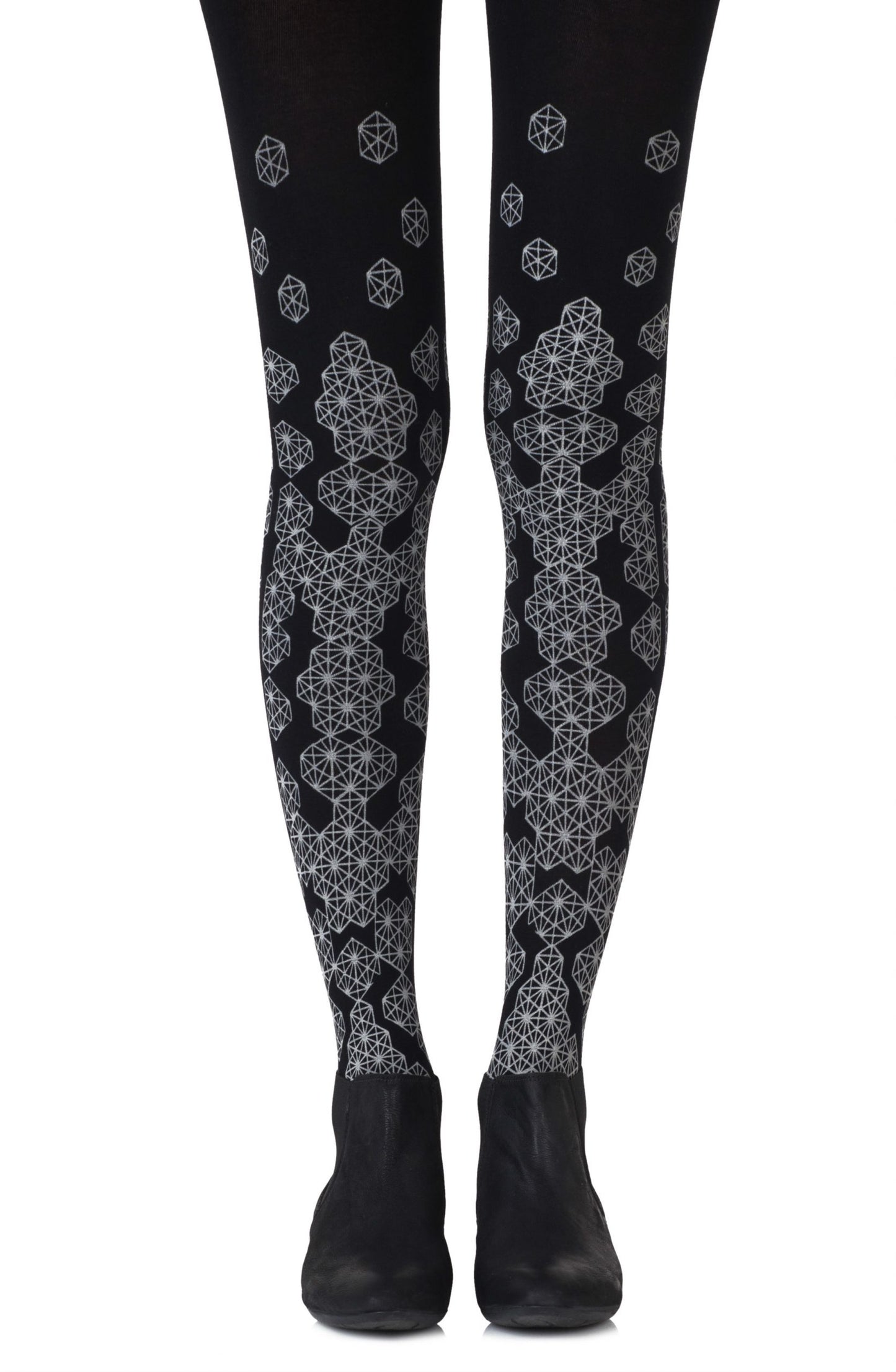 Zohara "Queen Bee" Grey Print Tights | 100d, Tights | Zohara